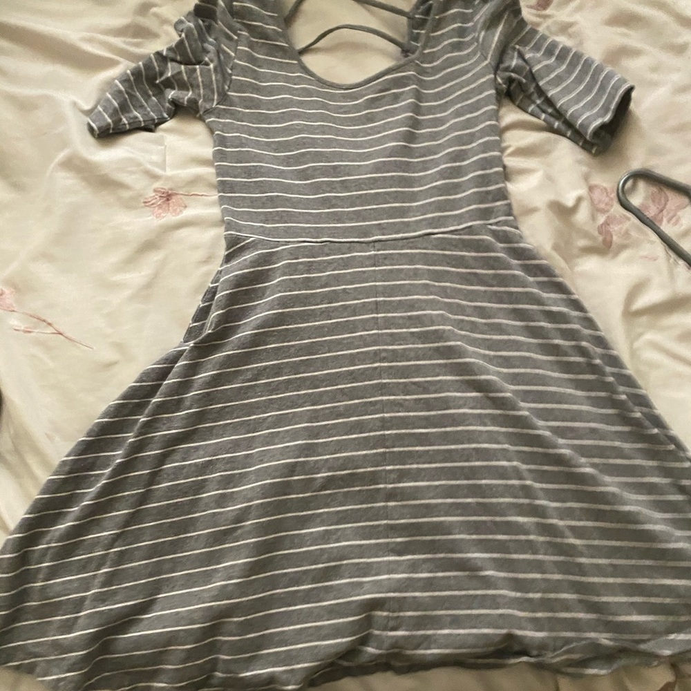SO Gray Striped Skater Dress